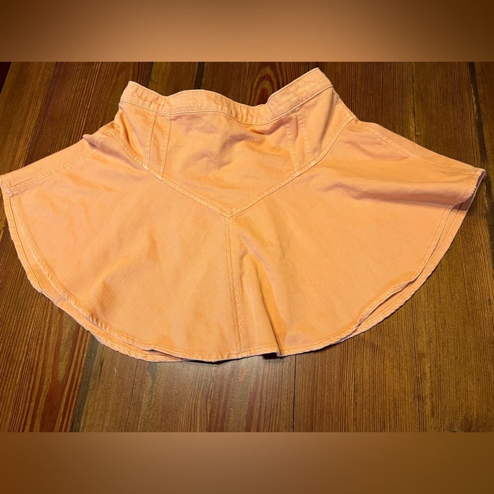 AERIE ORANGE DENIM CIRCLE MINI SKIRT‎